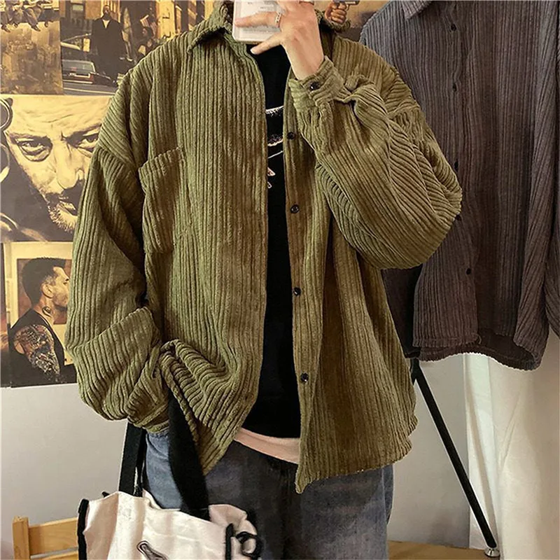 

Autumn and Winter New Casual Corduroy Men's jacket Fashion Solid Color men jacket Loose All-match Jackets Coats 2021