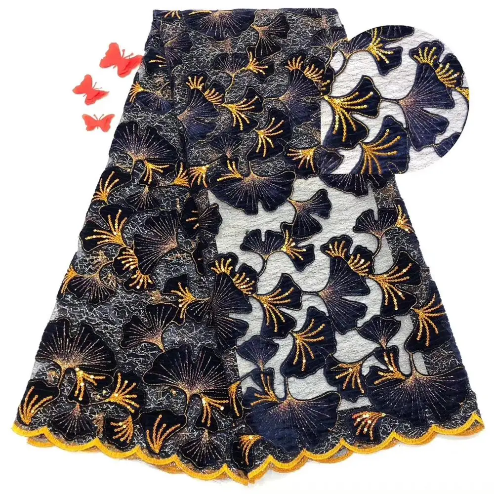 

beautiful sequins velvet lace fabric good quality fashion design 5yards sequin velvet lace comfortable lace JIAJIAse083