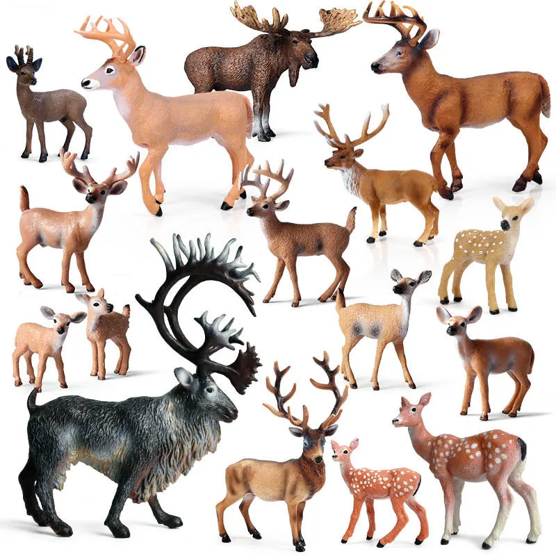 

Animal Model Christmas Elk Whitetail Deer Sika Deer Reindeer Cervus Nippon Fairy Garden Miniature Decoration Figurine Kids Toys