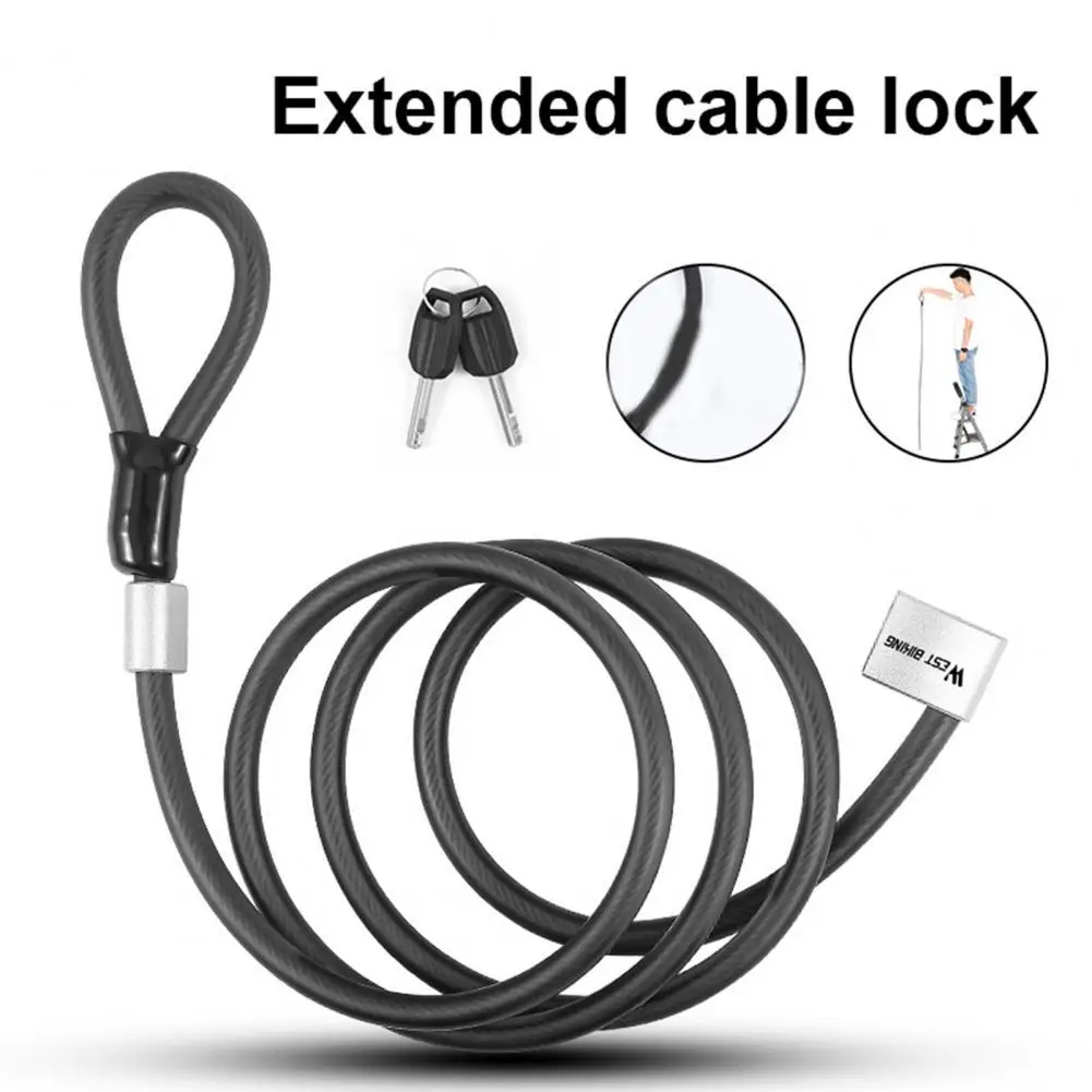 

Sturdy Bike Cable Lock Extra Long High Strength Thicken Texture Anti Theft Spiral Steel Universal Bicycle Lock for Outdoor
