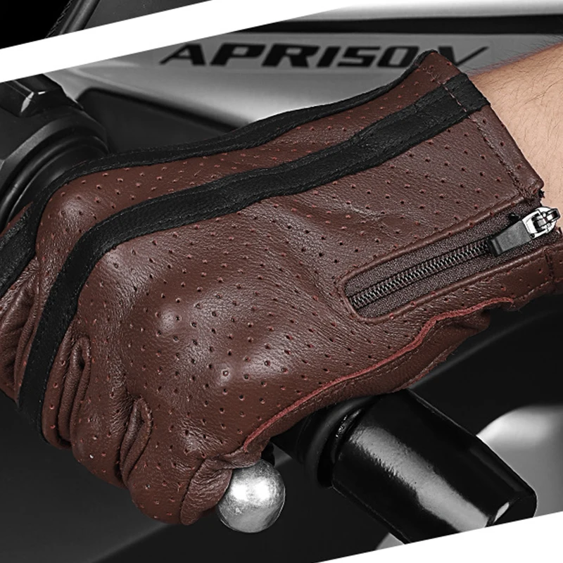 Кожаные перчатки-езда на велосипеде мотоцикл сенсорный экран полный палец