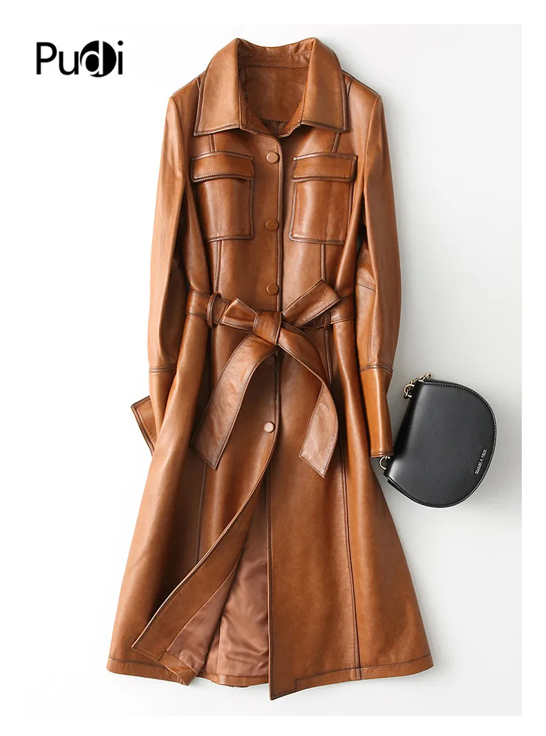 

Новое Женское платье PUDI, стильное пальто из натуральной овечьей кожи, женская простая стильная куртка, осень/зима, тренчкот A28214