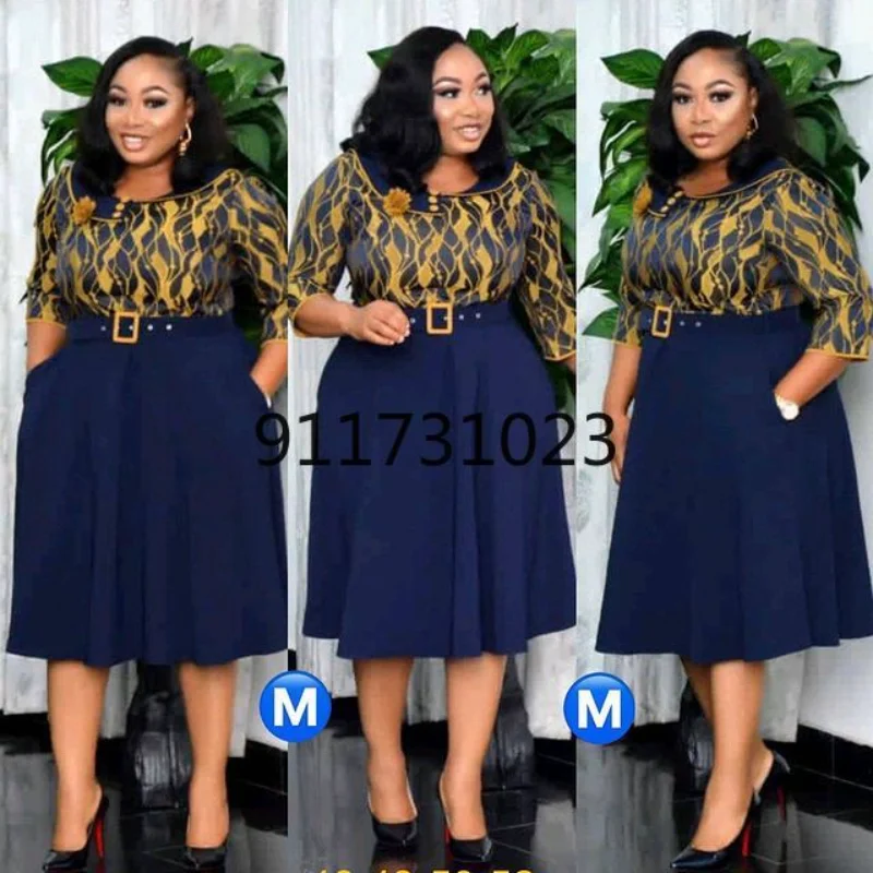 2021 Patchwork Pleated African Clothes Plus Size Africa Clothing Christmas Robe Print Dresses For Women Dress | Тематическая одежда