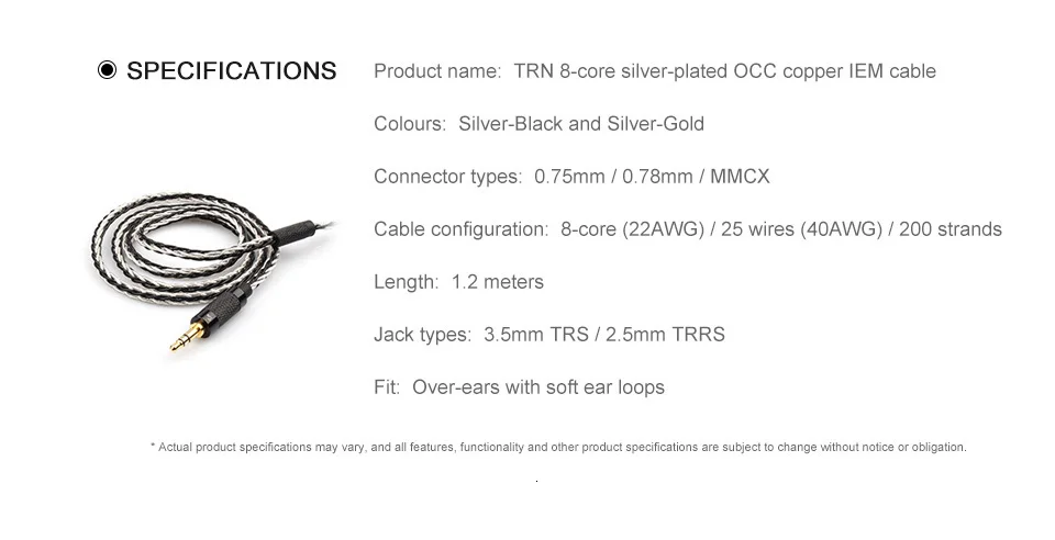 TRN 8 Core посеребренный кабель HIFI наушники MMCX/2Pin разъем использовать для TRN V10/V20/V60 V30 V80 IM1 IM2 X6 TFZ