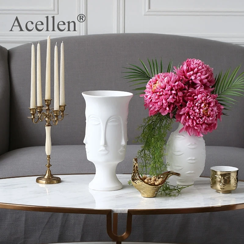 Скандинавская белая керамическая ваза для украшения интерьера Современное