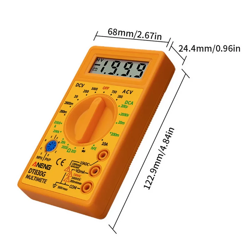 Портативный DT830G мультиметр ЖК цифровой Ручной ЖК/DC амперметр вольтметр тестер