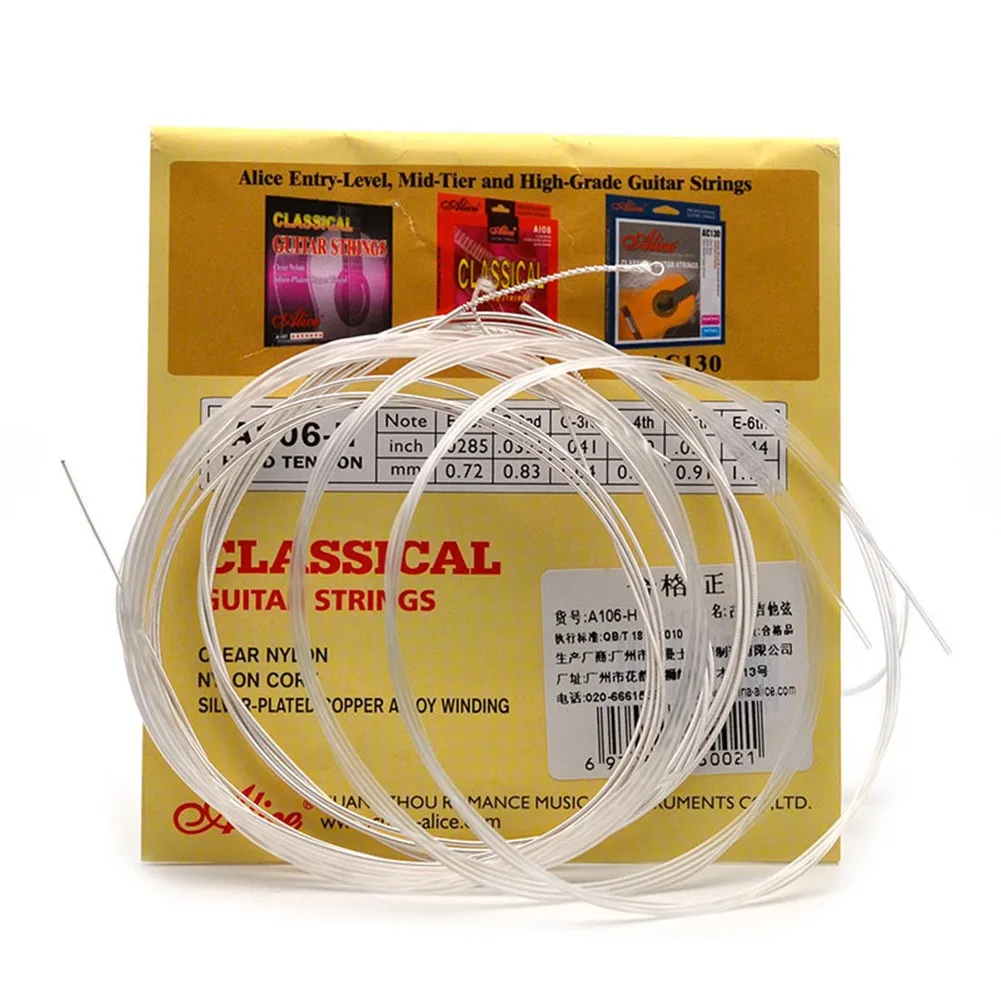 

1 Set/6pcs Classical Guitar Strings Clear Nylon And Silver Plated Copper Wound Accessories For Guitar Musical Instruments