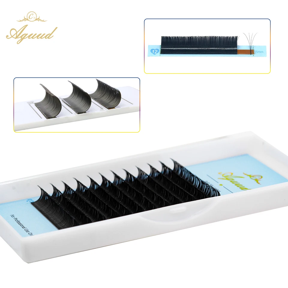 AGUUD Матовый Черный Наращивание Ресниц искусственный мех Wispy Кашемировые Ящики для Ресниц Макияж 0.03-0.20мм Ультра Мягкие Классические Ресницы.