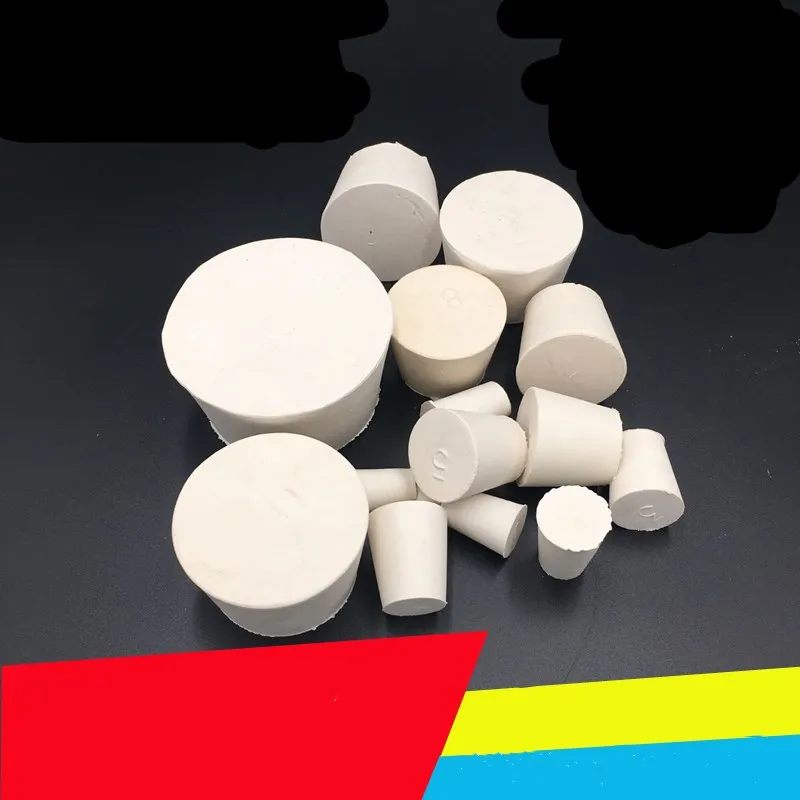 

Durable solid rubber tube stopper rubber hole laboratory consumables sealing conical white rubber stopper flask rubber stopper
