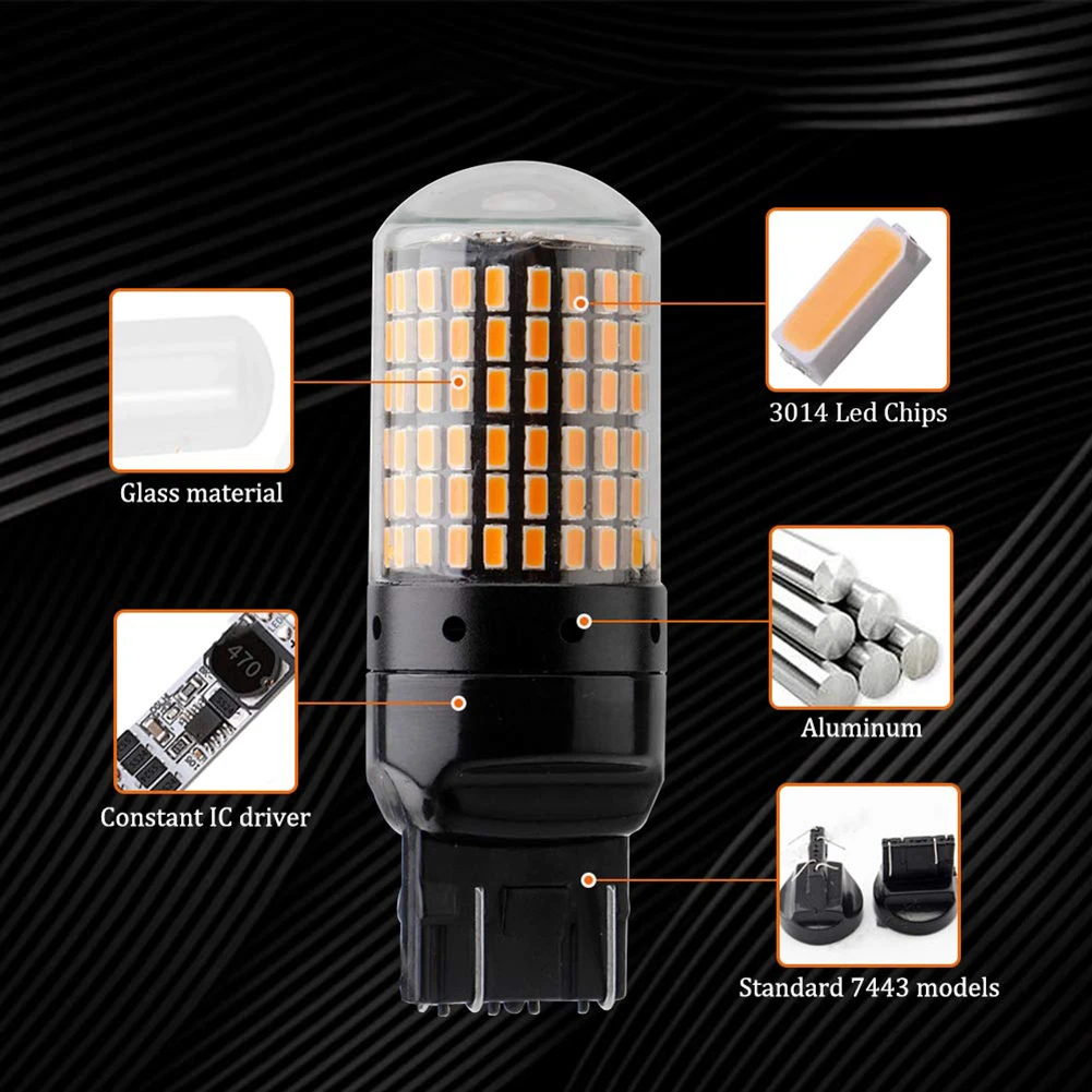 2 шт. автомобильный Реверсивный светильник s T20 7440 W21W WY21W 144 SMD указатель поворота