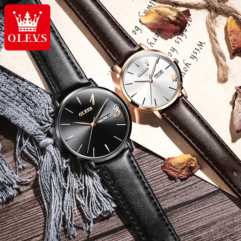OLEVS Casual Fashion Ultra-thin Couple Quartz Watch Top Brand Luxury Rose Gold Simple Dial Mesh Strap Waterproof Watch 2863