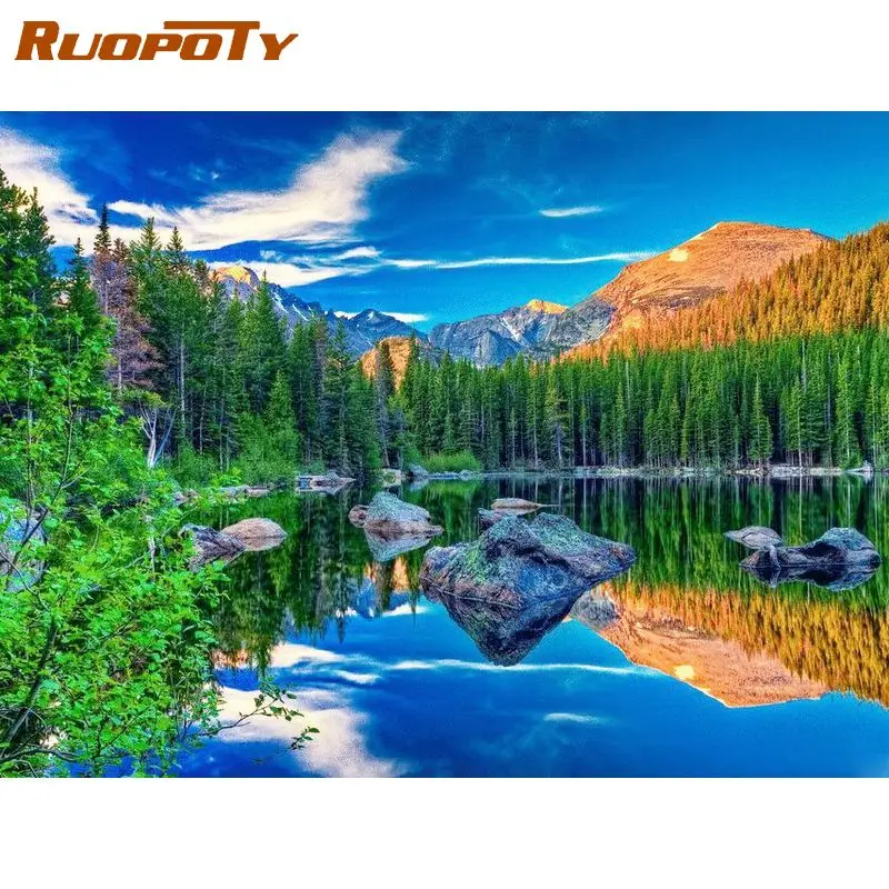 RUOPOTY Набор для рисования по номерам взрослых уникальные подарки горный и речной