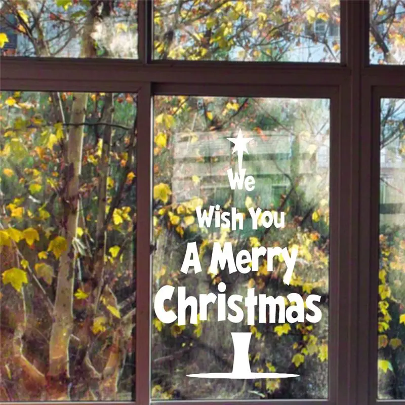 

Merry Christmas Tree Quotes Wall Sticker Glass Room Decorations 058. Diy Vinyl Gift Home Decals Festival Mual Art Poster 3.5