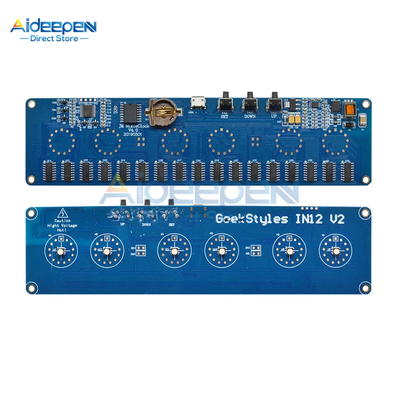 

STM8S005 Управление DC 12 В 1 А Электронный IN14 Nixie Tube цифровые светодиодные часы подарочная печатная плата PCBA RGB лампа часы чип IC Micro USB