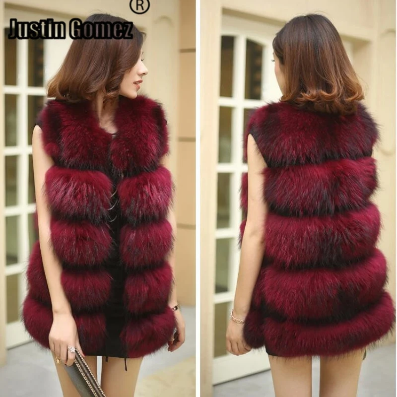 

High-end Fur Coat Natural Fur waist coat female Winter New Fashion Classic Round Neck Vest Warm Real Fox Fur Jacket