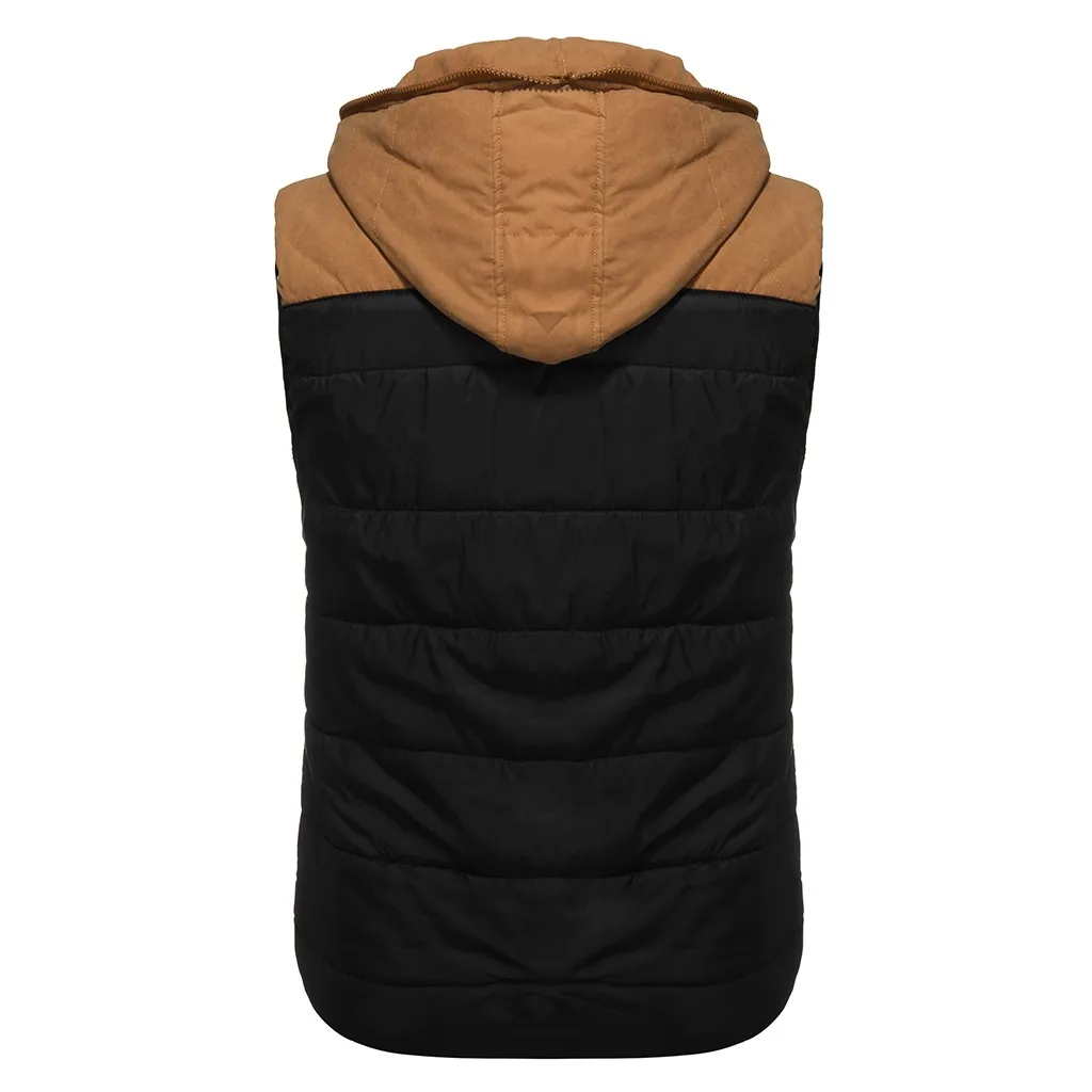 Жилет мужской с капюшоном однотонный модный жилет на молнии верхняя одежда