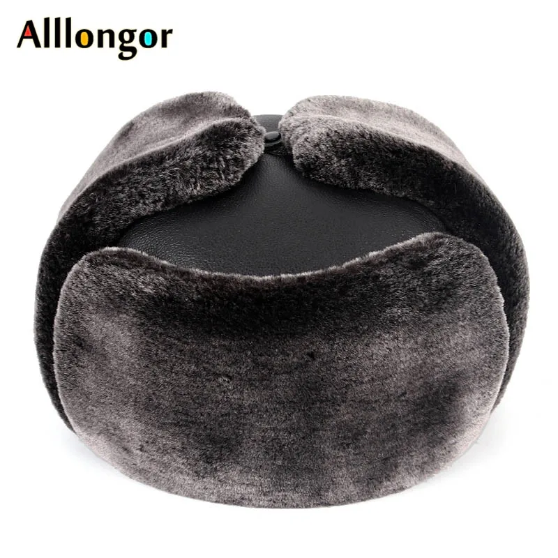 Высококачественная зимняя шапка ушанка мужская кожаная Снежная меховая русская