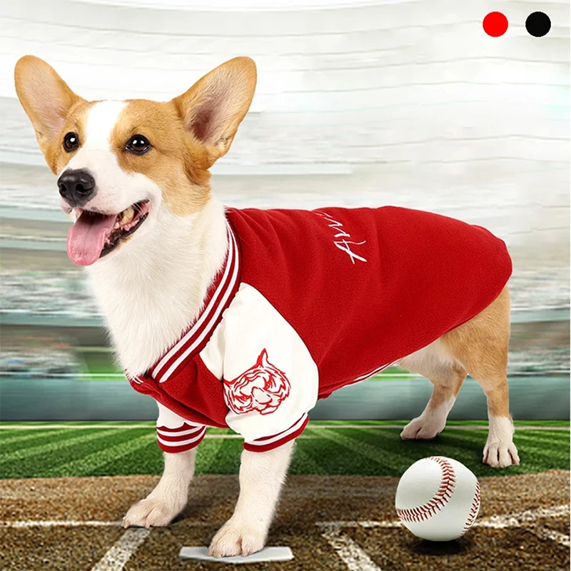 

Breathable Dog Baseball Coat Pet Outdoor Walking Costume Cat Puppy Clothes Stretch Fleece Warm Sweater Home Fashion Sports Style