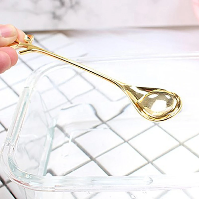 4x Tableware Gold Leaf Coffee Spoon Fork & 4 Pcs Silver Sakura Rose Cosmos Heart-Shaped Vintage Flower Shape | Дом и сад
