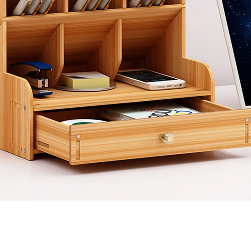 13 ячеек настольная деревянная коробка для хранения Офисная Многоуровневая