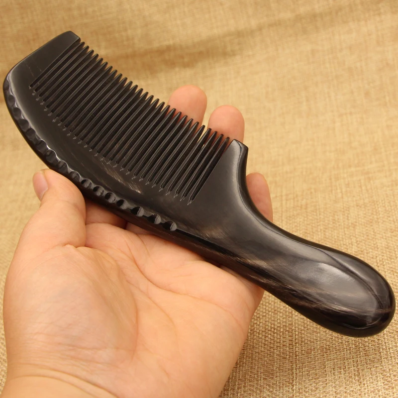 straight hair brush Combs Hairdressing Supplies For Female Natural Buffalo Horn Comb Hair Care Massage Brush Straight Anti