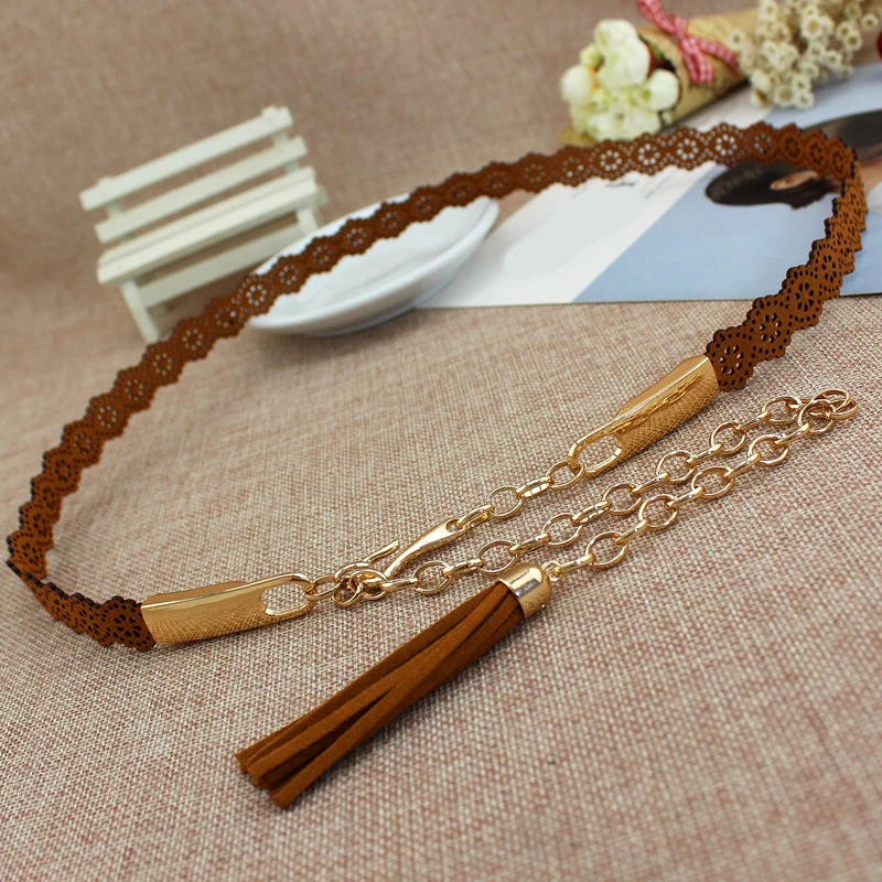 Модные полые талии цепи леди с металлической кисточкой галстук ремень ремни для