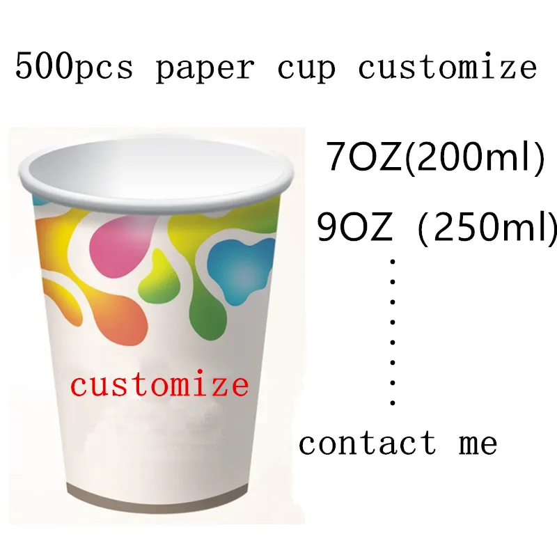 

500pcs High quality custom paper cup 7oz/9oz creative yourself logo drinking cups household commercial ad use logo OME customize