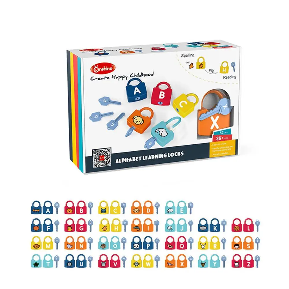

52pcs Kids Learning Locks With Keys Alphabet Word Cognition Toy Montessori Educational Toys Child Matching Game Puzzle Toy