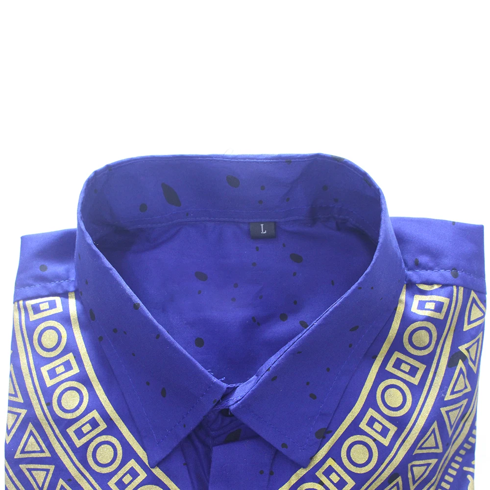 

African T-shirt lehenga Hippie Gold print Shirt Traditional Nigerian Ankara Party muslim Dashiki