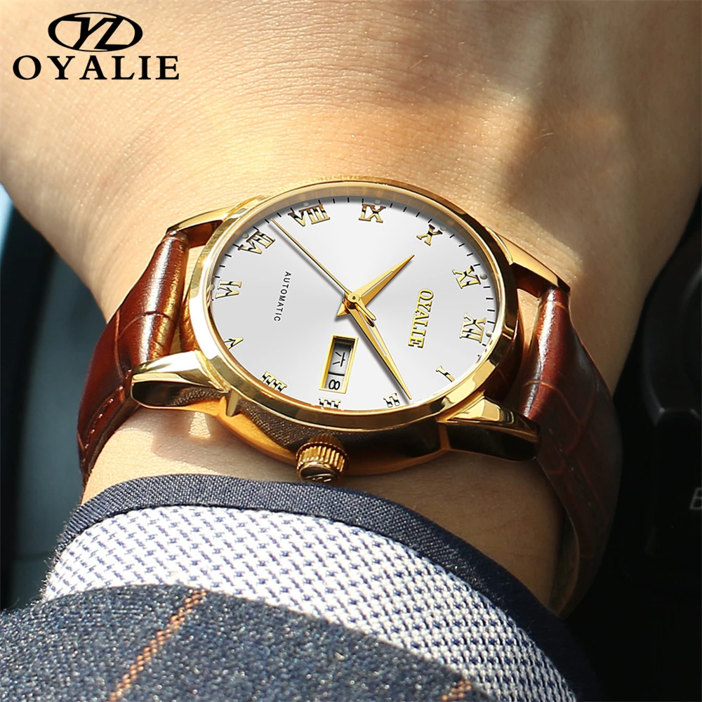 

Classic men's watch luxury brand leather watchband automatic watches best sellers couple gift men mechanical wristwatches