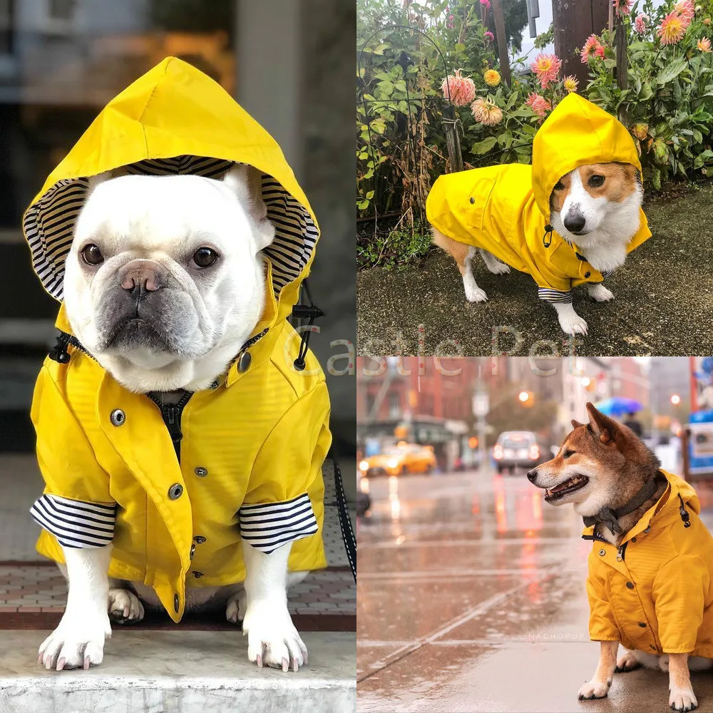 

Dog Waterproof Raincoat S-5XL Pet Jacket Bulldog Windbreaker Poodle Pug Bichon Puppy Coat Rainwear Dog High Quality Pet Raincoat