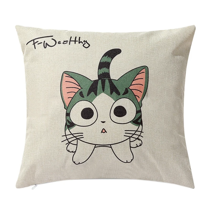 

Cat Square Pillowcase Home Decor Linen Pillow Cases Cushion Covers, For Sofa Car Fashion Pattern Gift 45X45cm