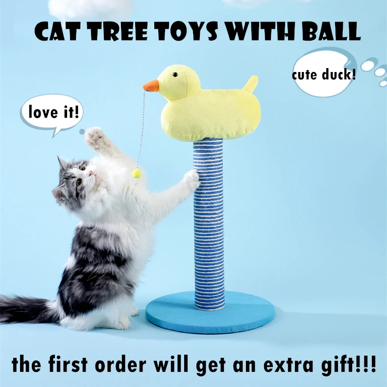

2021NEW! Pet Cat Tree Toys with Ball Scratcher Posts for Cats Kitten Climbing Tree Cat Grinding Claw Sisal Cat Climbing Frame