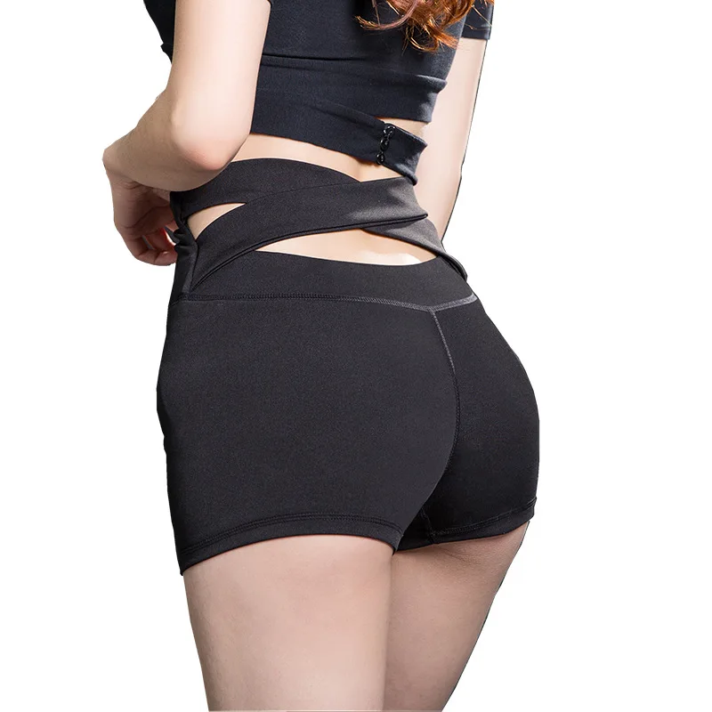 

Women Sports Shorts Cross Waistband Gym Running Workout Fitness Yoga Shorts High Waist Crop Leggings Girls Hip Lifting Sportwear