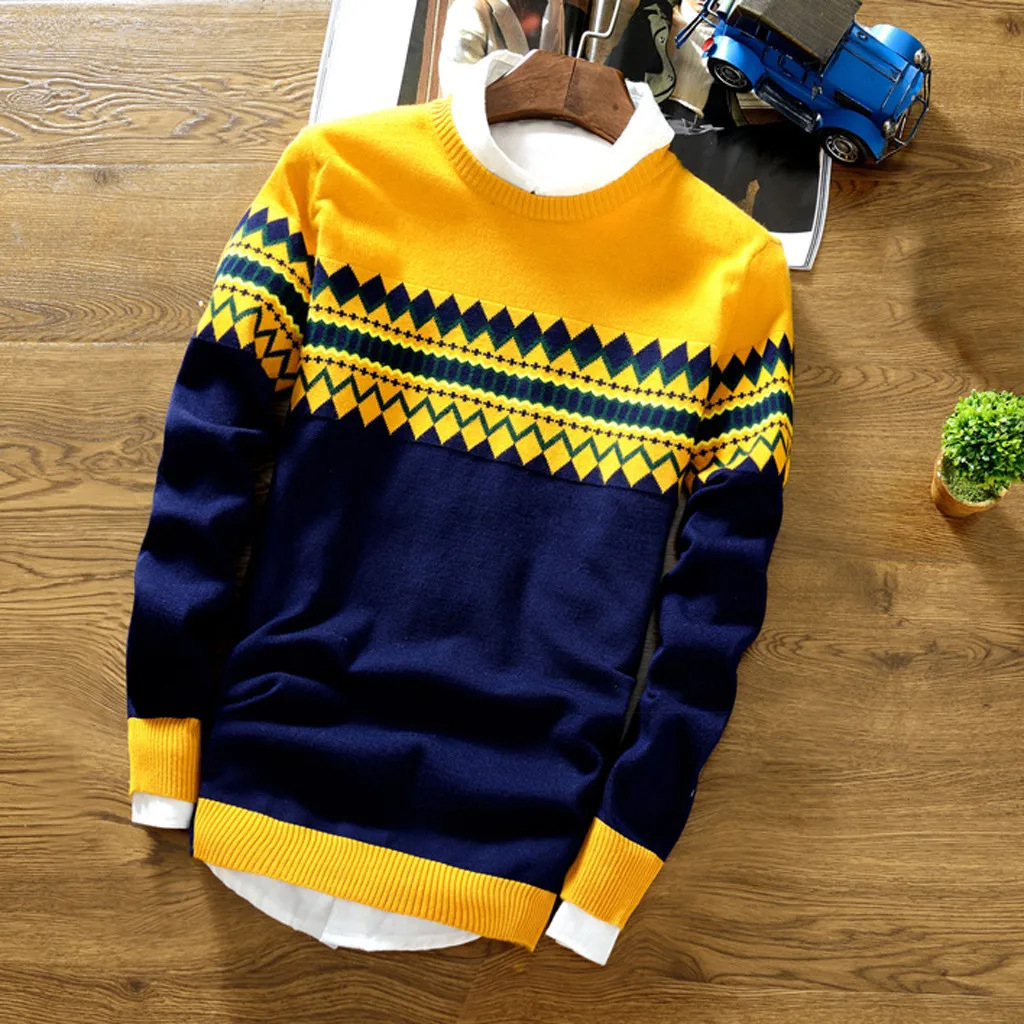 Корейский серый свитер пуловеры мужской вязаный с длинным рукавом и круглым