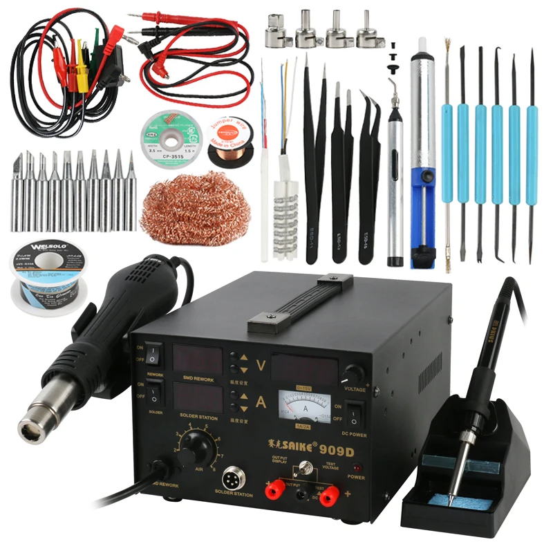 Многофункциональная паяльная станция Saike 909d 3 в 1 220 В/110 В 700 Вт|soldering station|gun solderingair
