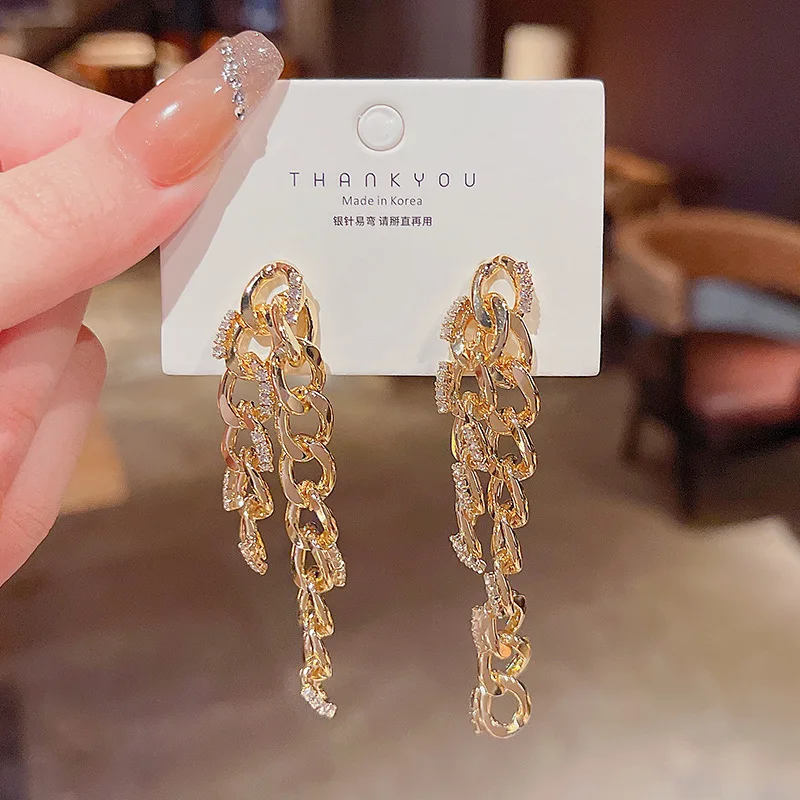 

Gold Chain Earrings Metal Women Unusual Pendientes Fashion Pendant Earrings 2021 Hanging Earrings Women's Jewelry
