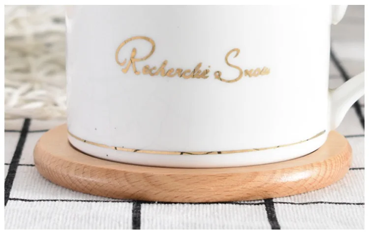 Набор из 10 деревянных подставок для чашек 6 шт. круглых антибликовый