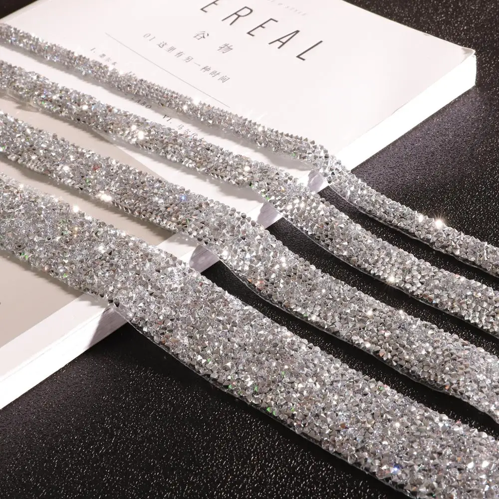 1 ярд Вышивание отделкой орнамент из кристаллов Стразы горячей фиксации стразы