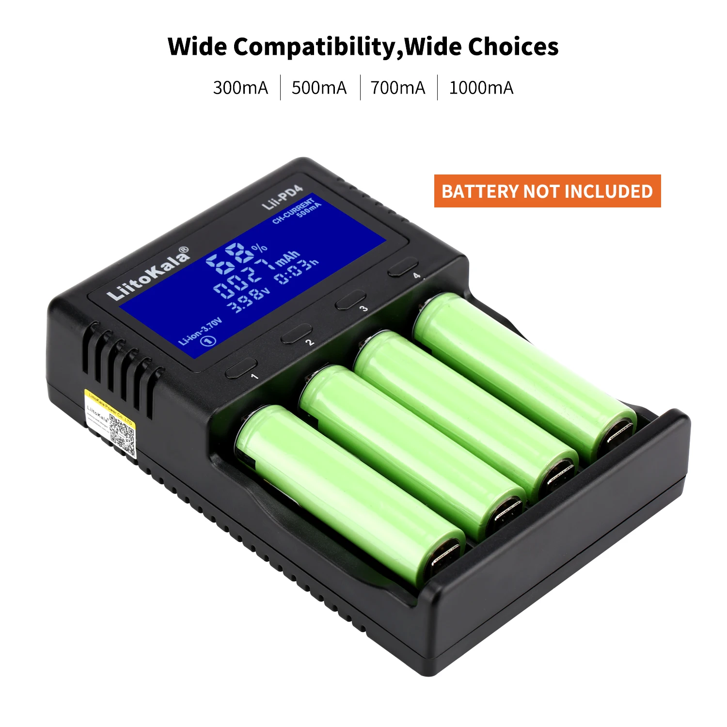 LiitoKala Lii-PD4 LCD Battery Charger for 18650 26650 21700 18350 AA AAA 3.7V/3.2V/1.2V/1.5V lithium NiMH battery 18650 charger