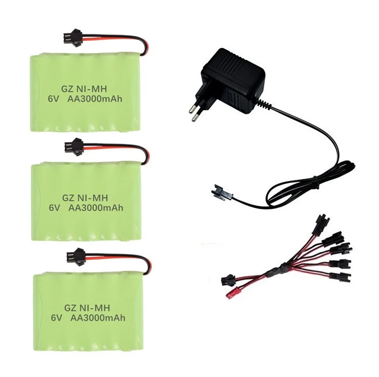 розовато-Серый 6v 3000mAh аккумулятор и зарядное устройство для радиоуправляемых автомобилей Роботы танки пистолетные лодки 6v NiMH Аккумулятор Aa 2400mah 6v перезаряжаемый аккумулятор - Цвет: розовато-Серый