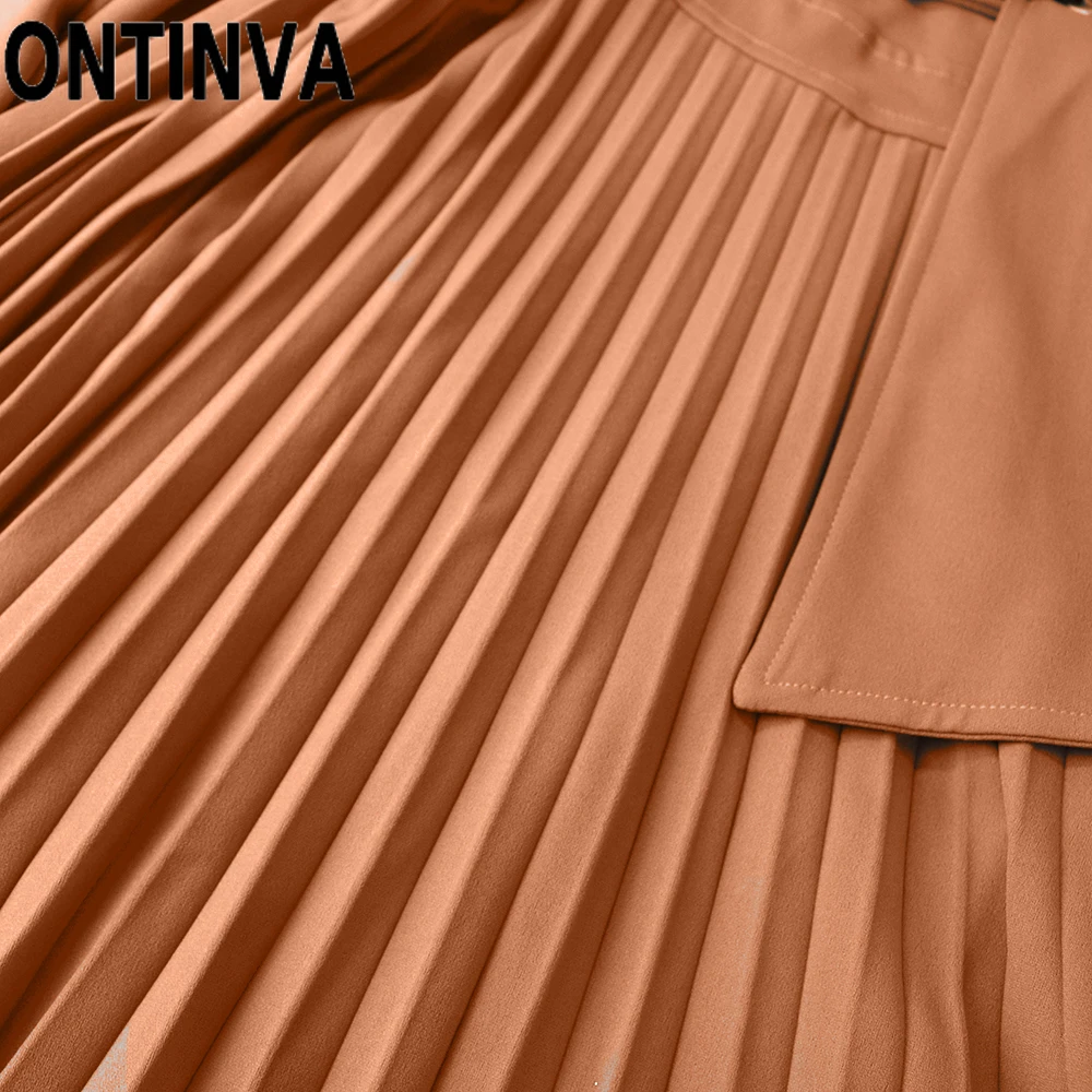 

Office Lady Dress Elegant Sexy Notche Long Sleeve Irregular Pleated Suit Dress Slim Fit Waist Belt Omighty Dresses Spring Autumn