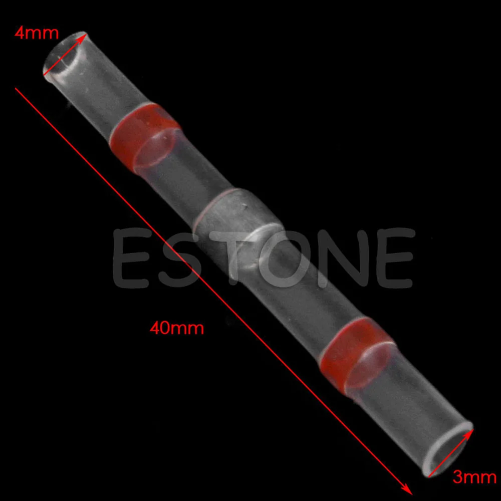 50 шт./компл. 22 18AWG паяльная втулка термоусадочный соединитель стыковой проволоки