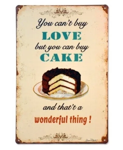 

Love Cake Metal Sign Metal Framed Wall Art Home Decor Shop Pub Wall Shabby Sign Plaque
