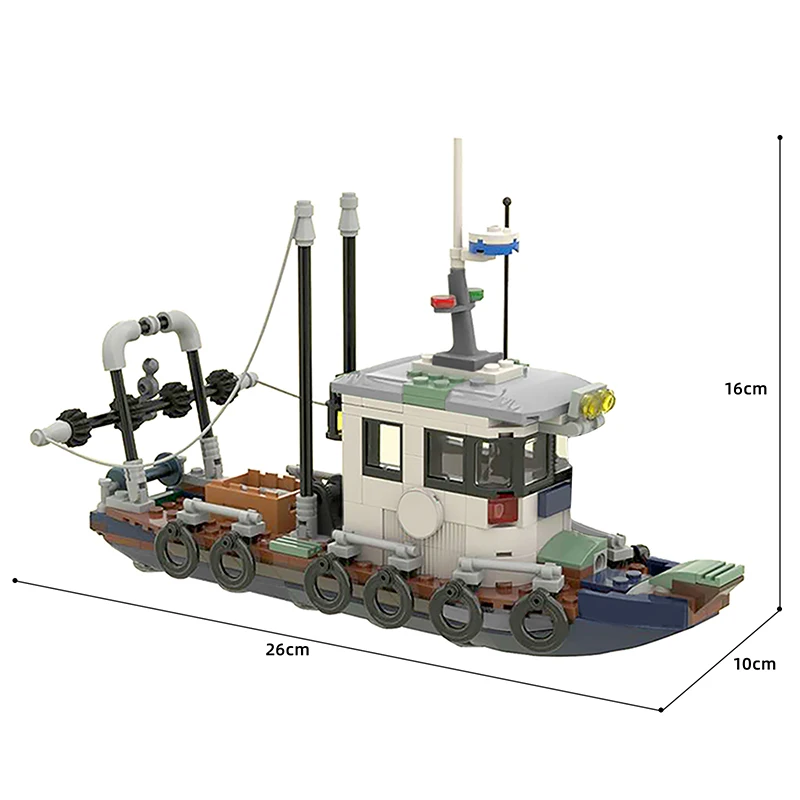 

MOC Small Fishing Trawler Boat Building Blocks Bricks City High-Tech Ornaments Model DIY Toys For Kids Birthday Gifts 282PCS