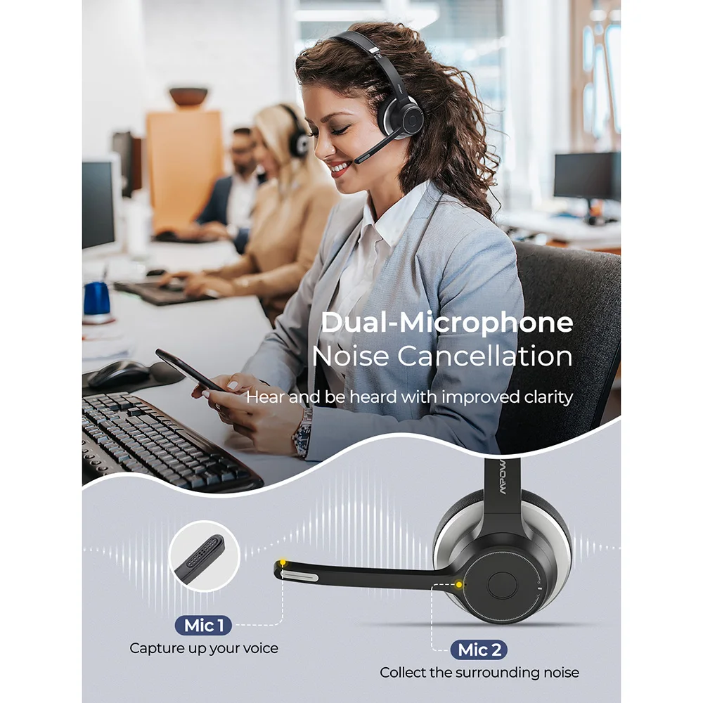 Mpow HC5 Bluetooth 5 0 гарнитура для колл центра водителя офис Беспроводной проводной 2 в 1