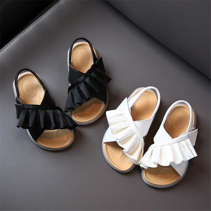 

New Summer Children's Sandals Leather Ruffles Toddler Kids Shoes Girls Princess Sandals Fashion Little Baby Shoes