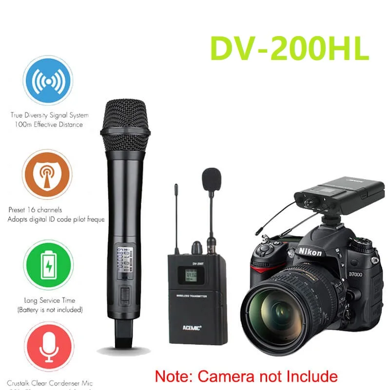 Компактный Двухканальный беспроводной петличный микрофон беспроводная камера