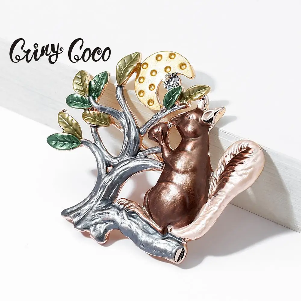 Cring Coco милый дизайн броши &quotБелка&quot булавки 2020 красивое большое дерево Луна