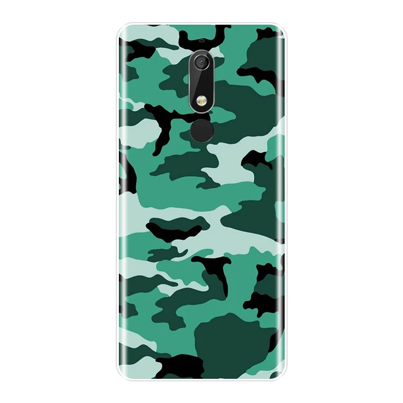 Задняя крышка для Nokia 2 1 3 5 6 7 Plus мягкий силиконовый камуфляжный чехол в стиле